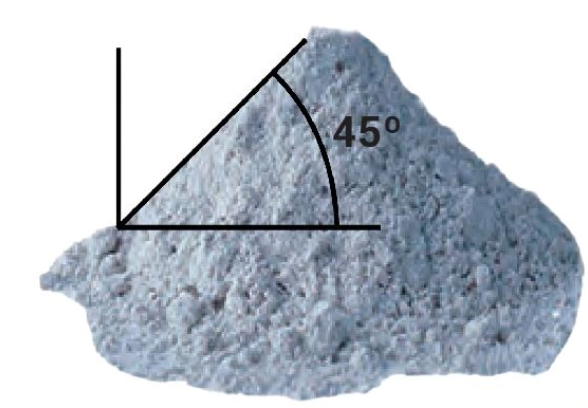 Material pile at natural angle of repose