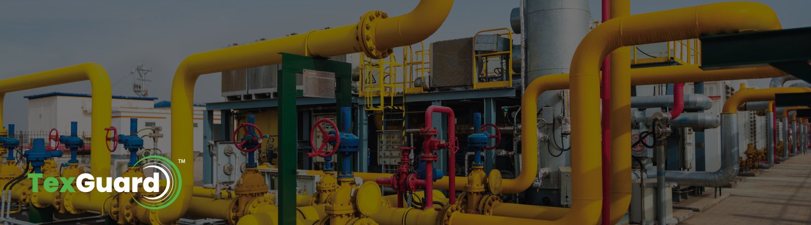 Industrial facility with bright yellow pipes