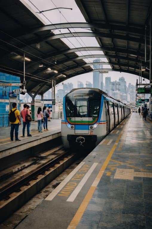 White bullet train at station platform